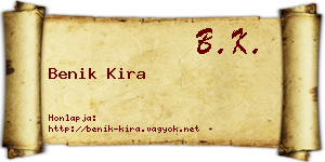 Benik Kira névjegykártya